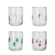 16oz Drinking Glass With Embedded Holiday Icon Pattern