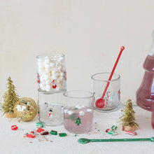 16oz Drinking Glass With Embedded Holiday Icon Pattern