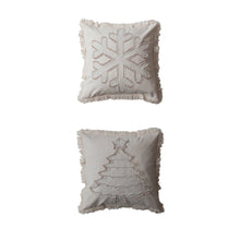 Cotton and Linen Pillow with Christmas Tree/Snowflake