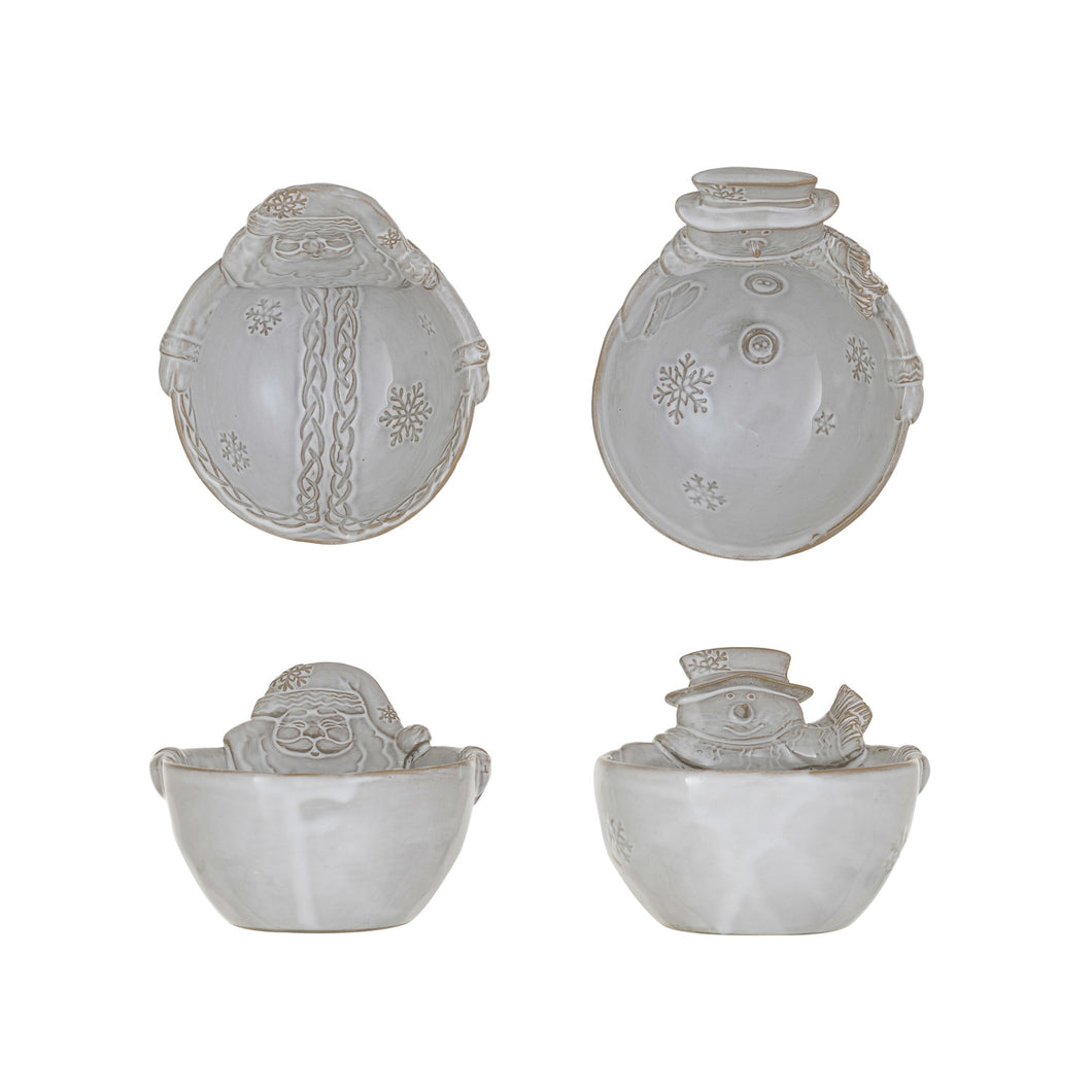 Stoneware Santa or Snowman Shaped Bowl
