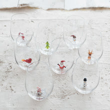 Stemless Wnie Glasses with Holiday Figure Inside