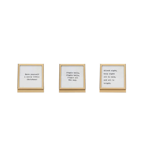 3” Square Metal & Glass Fram with Easel and Saying, Picture Frame