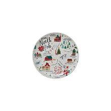 11” Round Stoneware Plate with North Pole Scene