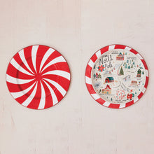 11” Round Stoneware Plate with North Pole Scene