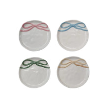 4 - 1/4” Round Stoneware Dish with Bow, 4 Colors