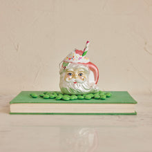 4-1/2"H Glass Santa Head Mug Ornament w/ Whipped Cream & Straws