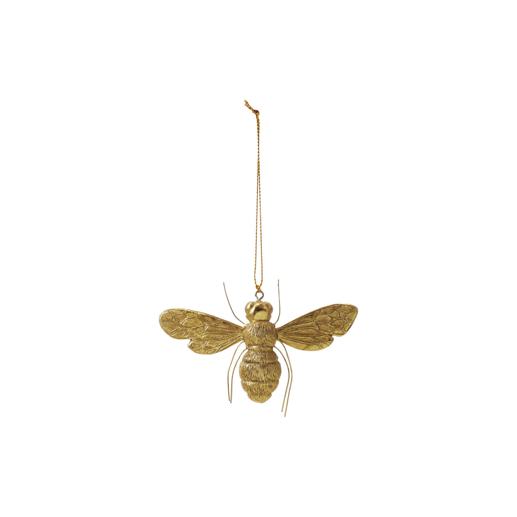 2-3/4” H Resin Bee Ornament with Wire Legs in Gold Finish