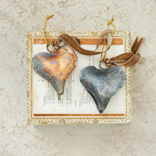 3-1/4"H Metal Heart Shaped Bell Ornament w/ Brown Velvet Ribbon