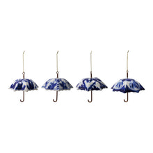 Hand-Painted Stoneware & Metal Umbrella Ornament with Pattern, 4 Styles