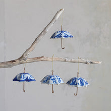 Hand-Painted Stoneware & Metal Umbrella Ornament with Pattern, 4 Styles
