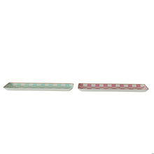 Enameled Metal Tray with Check Pattern & Gold Edges, 2 Colors