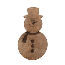 Mango Wood Laser Etched Snowman Shaped Cheese/Serving Board, Natural