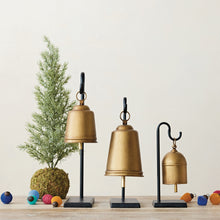 Metal Bell with Stand in Antique Gold Finish and Black