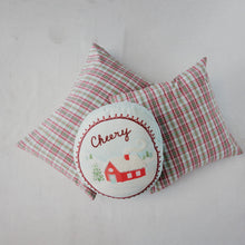 18” Square Woven Cotton Pillow with Plaid Pattern
