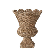 Hand-Woven Rattan Scalloped Urn in Natural