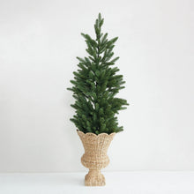 Hand-Woven Rattan Scalloped Urn in Natural