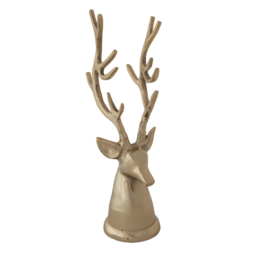 Cast Aluminum Reindeer Head in Gold Finish