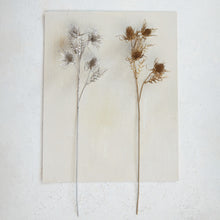 Faux Thistle Stem with Glitter in Silver Finish