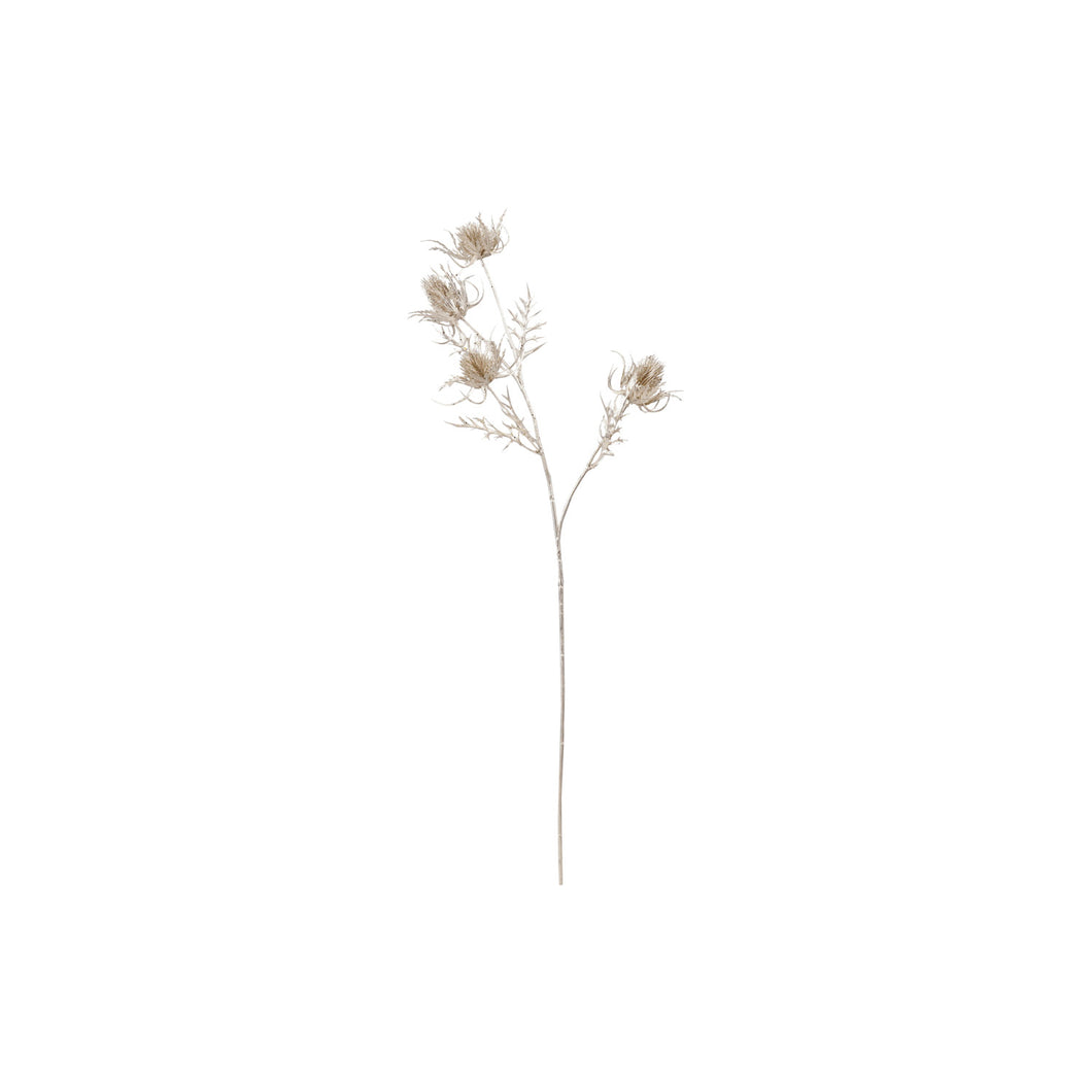 Faux Thistle Stem with Glitter Silver Finish