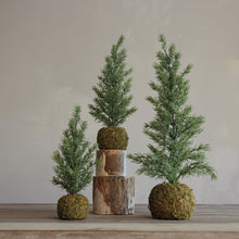 Faux Fir Tree with Moss Ball Base and Ice Finish