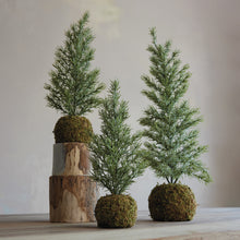 Faux Fir Tree with Moss Ball Base and Ice Finish