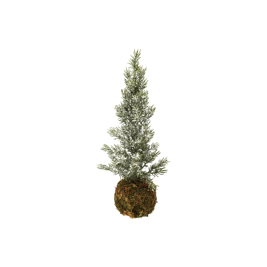 Faux Fir Tree with Moss Ball Base and Ice Finish