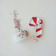 Stoneware Scalloped Candy Cane Shaped Dish