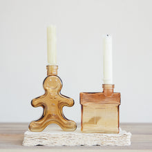 Glass Gingerbread Shaped Taper Holder/Vase in Brown