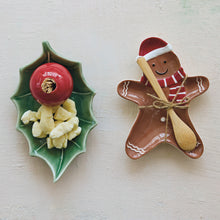 Ceramic Gingerbread Man Shaped Plate with Bamboo Spoon
