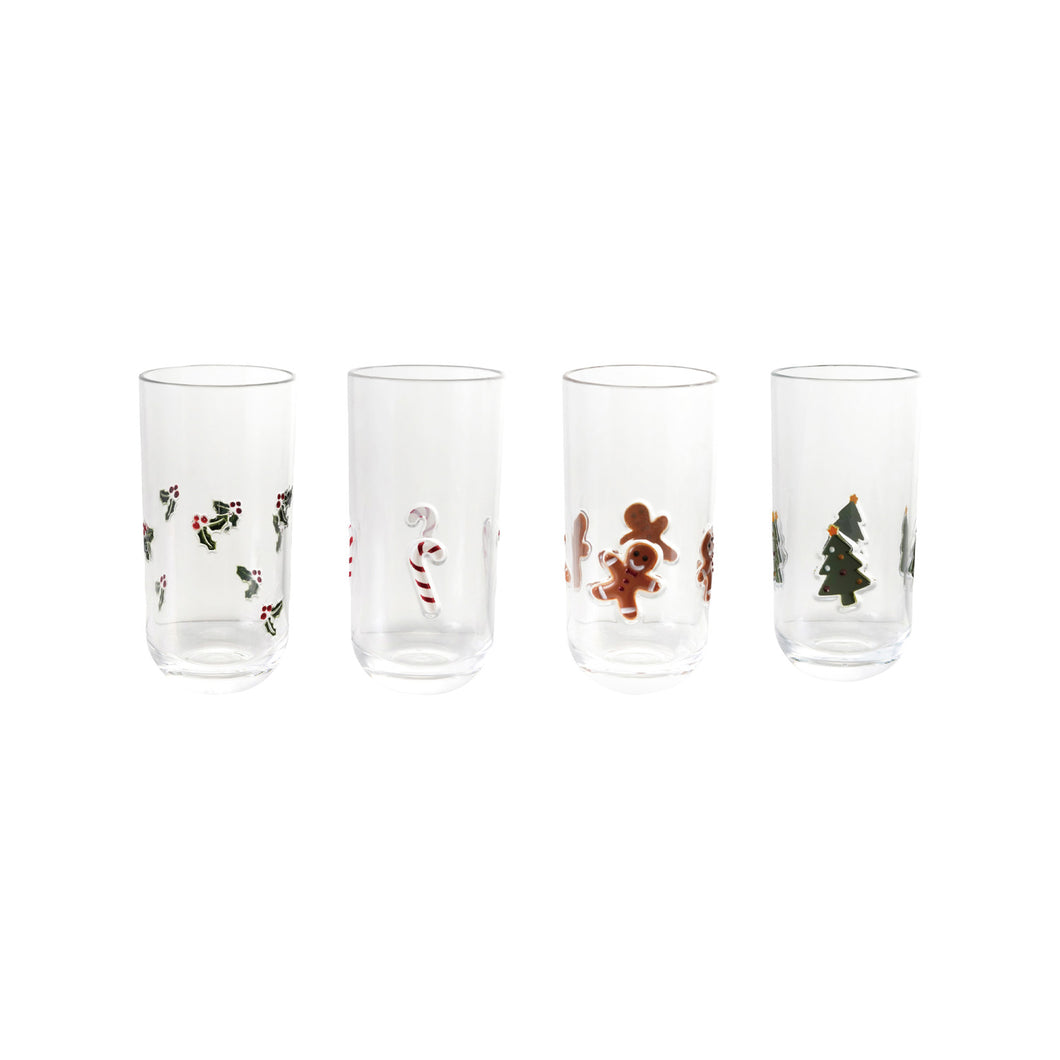 18 oz. Acrylic Drinking Glass with Embedded Holiday Icons, 4 Styles