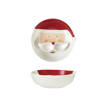 Hand-Painted Ceramic Santa Head Shaped Bowl & Mustache Dish with 2 Sections