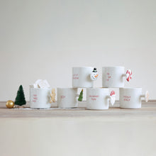 12 oz. Hand-Painted Stoneware Mug with Holiday Saying and Icon Shaped Handle