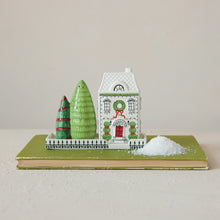 Ceramic House & Trees Shaped Salt & Pepper Shakers with Tray, Set of 3