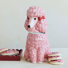 Ceramic Poodle Shaped Cookie Jar with Bows in Pink, Red & Black