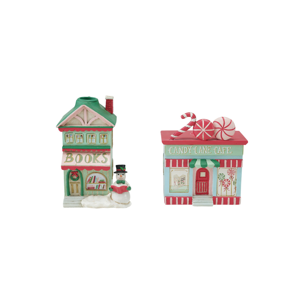 Resin Candy & Book Store Shaped Taper Holder