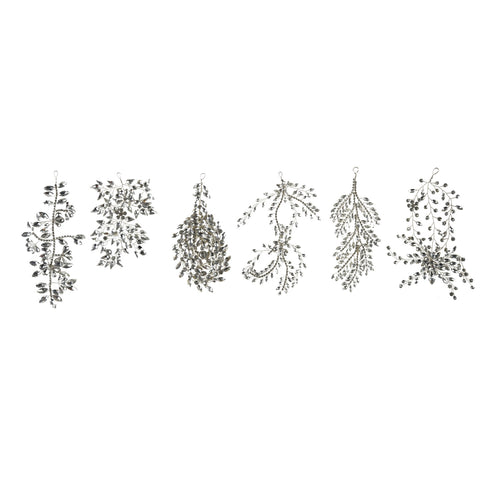 Acrylic & Wire Jeweled Ornament in Silver Finish