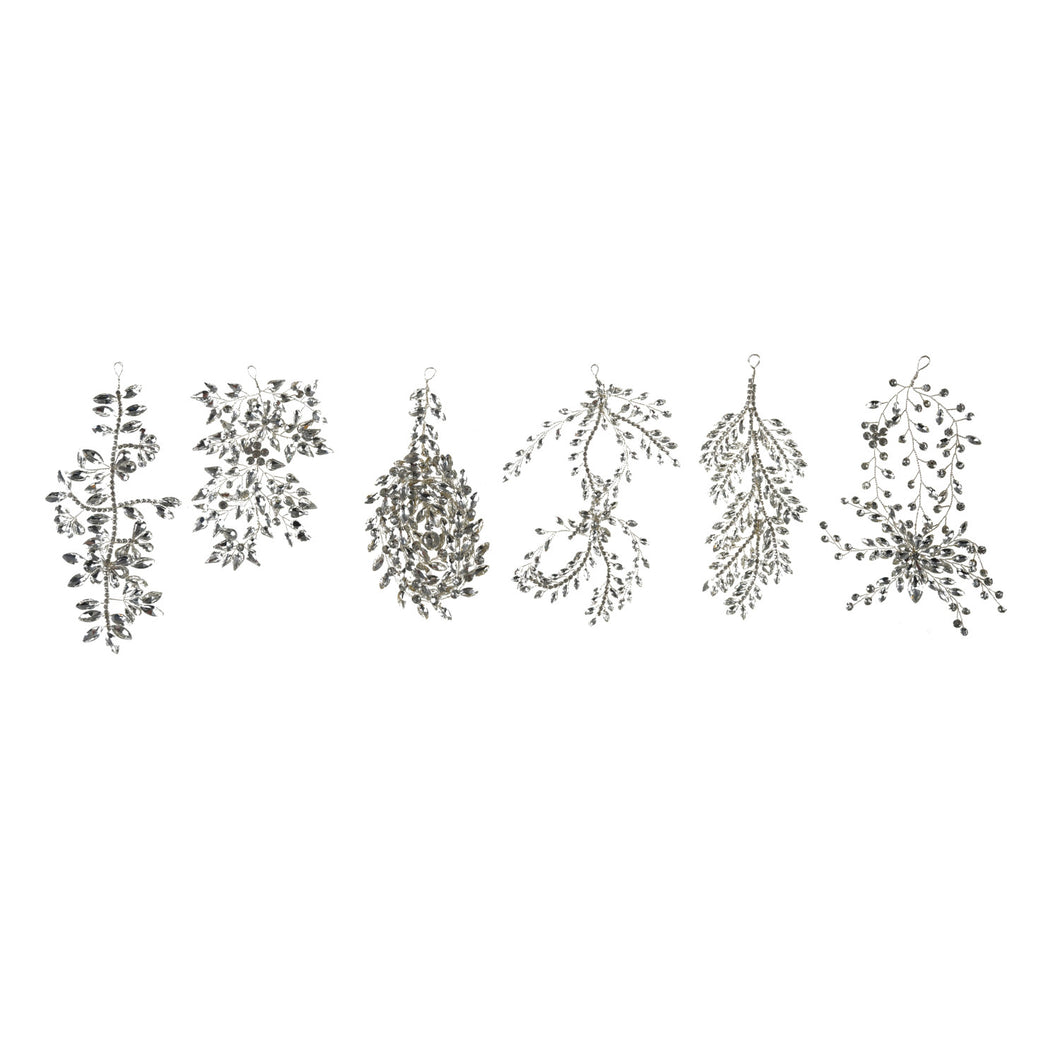 Acrylic & Wire Jeweled Ornament in Silver Finish
