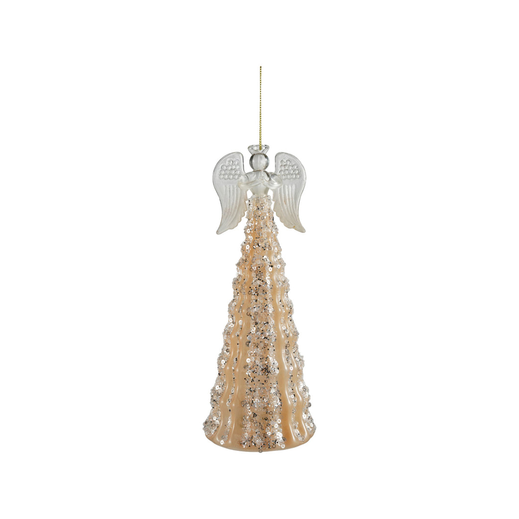 Mercury Glass Angel Ornament with LED Light (batteries included)
