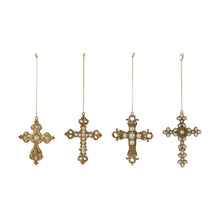 Pewter Cross Ornament with Faux Pearls