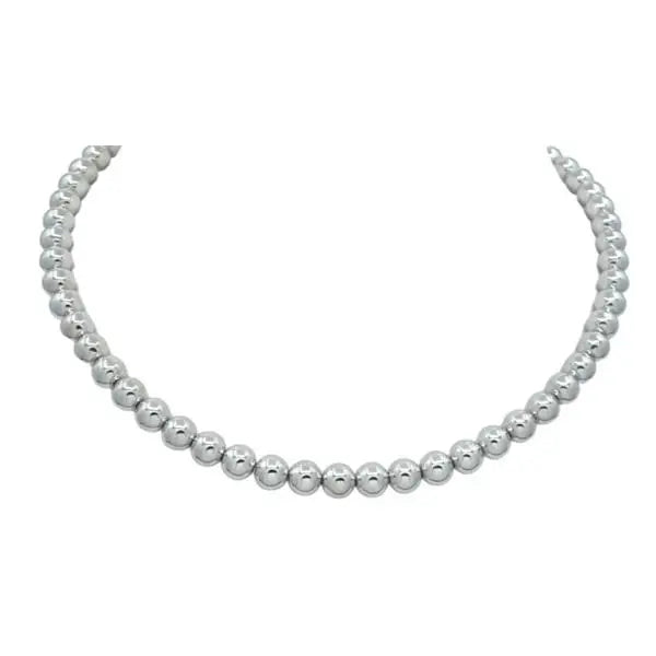 8MM Silver Round Bead Necklace
