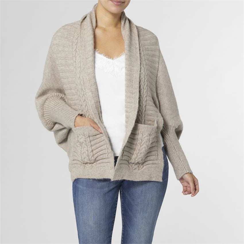 Mari Cropped Cable Pocket Front Cardigan