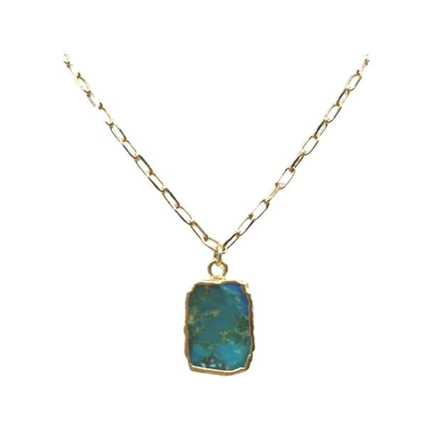 Electroform Pendant on Gold Fill Link Chain: Turquoise