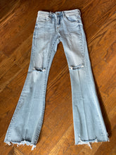 Light Wash Lightly Distressed Flare Jeans