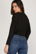 Black Ruched Knit Top