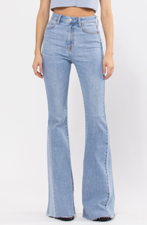 High Rise Side Insert Flare Jean