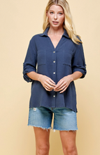 Navy Collared Button Up