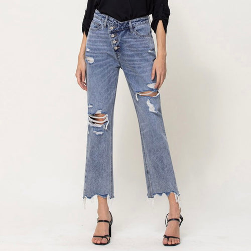 Ophelia Snow Criss Cross Boyfriend Jeans